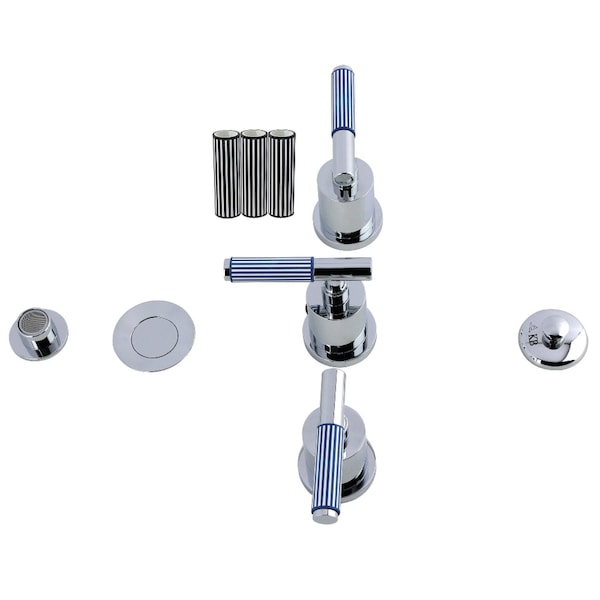 Kingston Brass Three-Handle Bidet Faucet with Knurled Handle and Brass Pop-Up, Polished Chrome KB6321KPS - main
