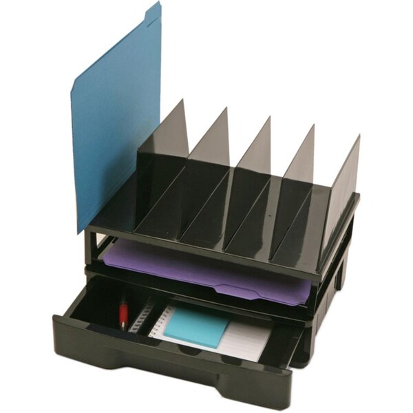 Officemate Drawer with Letter Tray, Black, Plastic, 14 in W, 9 in L, 12 3/4 in H, 10.3" D 26095 - main