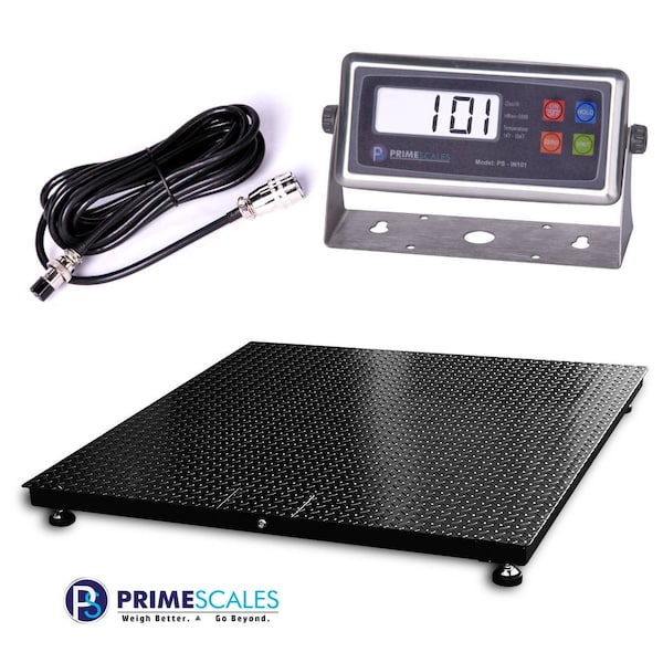 Prime Systems 1000 LBS Digital Industry Shipping Postal 24 x 24, 2' x 2', Floor Scale Black PS-1k2424-2X2-nonNTEP - main