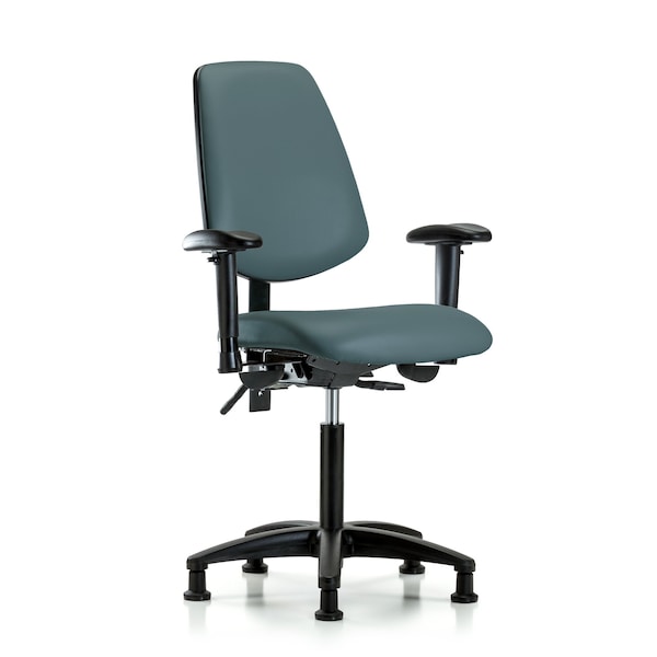 Blue Ridge Ergonomics Medium Bench Chair Adjustable Arms, 22" to 29" Height, Vinyl, Colonial Blue BR-VMBCH-MB-RG-T0-A1-NF-RG-8546 - main