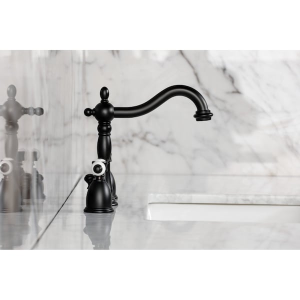 Kingston Brass Widespread Bathroom Faucet with Brass Pop-Up, Matte Black KB1970BPL - main