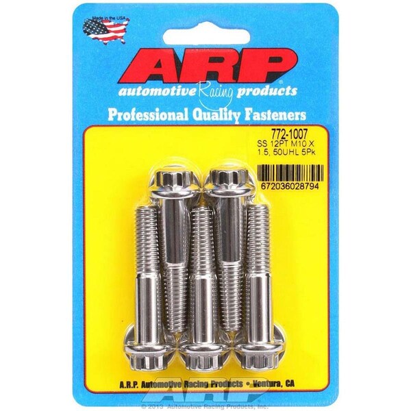 Arp 772-1007 10 x 1.5 x 50 mm 12-Point Stainless Steel Bolt Kit, 5PK ARP772-1007 - main