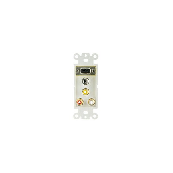 Cable Wholesale Decora Wall Plate Insert, White, with 1 VGA, 3.5mm Stereo and 3 RCA 301-5000 - main