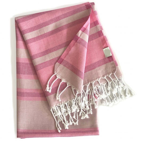 Homeroots Shades of Pink Striped Design Turkish Beach Blanket 401823 - main