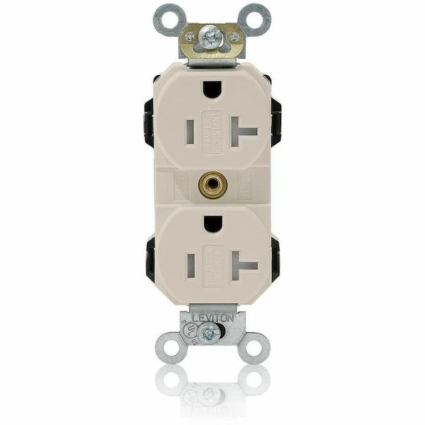 Leviton Lev-Lok Commercial Grade Tamper Resistant Duplex Receptacle, 20 Amp, 125 Volt MT563-ST - main