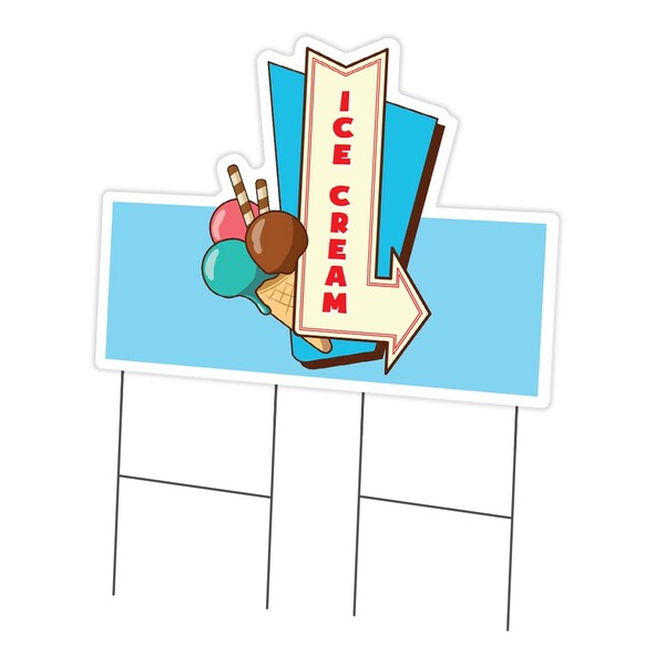 Signmission Ice Cream 4 Yard Sign & Stake outdoor plastic coroplast window, C-DC-2436-Ice Cream 4 C-DC-2436-Ice Cream 4 - main