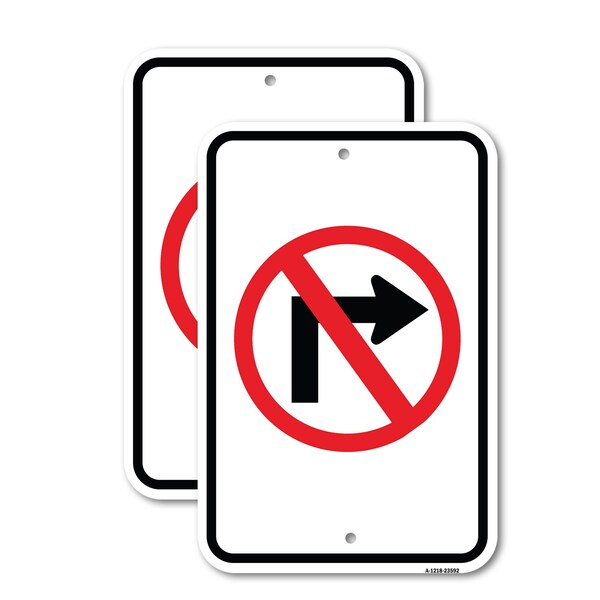 Signmission No Right Turn Graphic Only, 18'' X 24'' 2 Signs, Heavy Gauge Aluminum, 2PK A-1824-2PACK-23592 - main