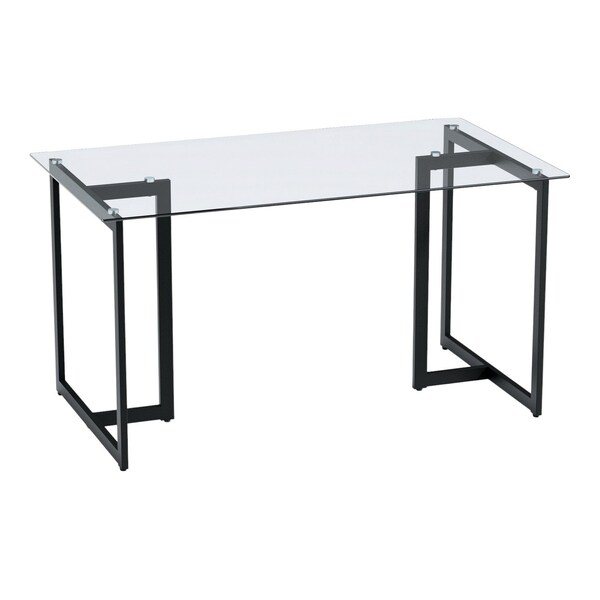 Homeroots 55" Clear And Black Glass And Metal Dining Table 568209 - main