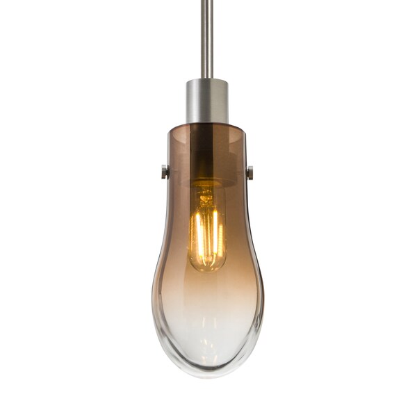 Besa Lighting Wish Cord Pendant, Amber/Clear, Satin Nickel Finish, 1x3W LED Edison 1JT-WISHAM-EDIL-SN - main