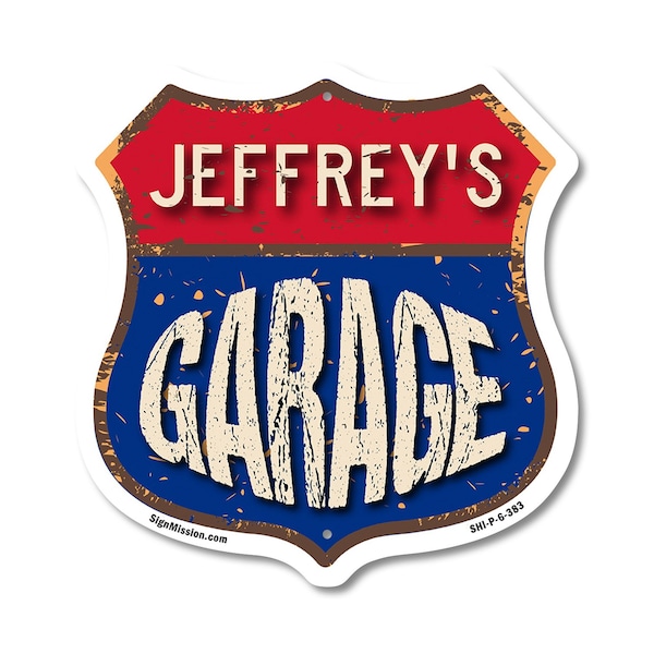 Signmission Jeffrey's Garage, 6 Inch X 6 Inch, Plastic Sign SHI-P-6-383-JEFFREY - main