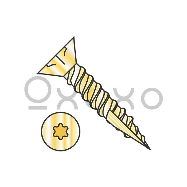 Oxoxo 6-13X1 6 Lobe Flat Nibs Coarse Thread Type 17 Exterior Screw Full Thread Zinc Yellow, 7000PK 562310 - main