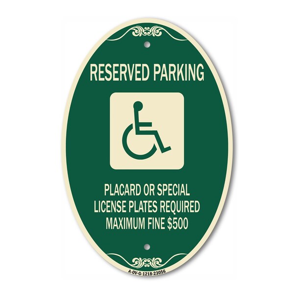 Signmission Reserved Parking Placard or Special License P, 12 In X 18 In Architectural, Heavy Gauge Aluminum A-OV-G-1218-23056 - main