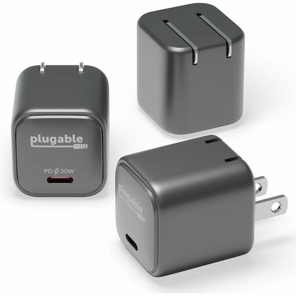 Plugable GaN USB C Charger Block, 30W Portable Charger, Foldable Prongs, for iPhone 14, iPad Pro, PS-30C1B-3X - main