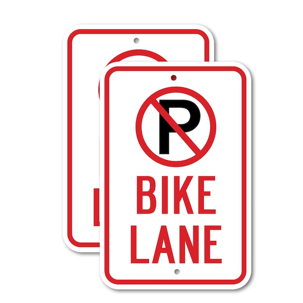 Signmission No Parking Bike Lane with ''P'' No Parking symbol, 18'' X 24'' 2 Signs, Heavy Gauge Aluminum, 2PK A-1824-2PACK-2756 - main