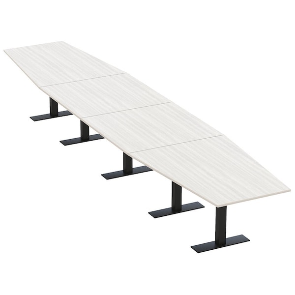Skutchi Designs 18ft Conference Table With Power Unit | 18 Person Modular Hexagon Meeting Table | Harmony Series HAR-HEX.IR-48X216-T.BK-WA7976-NA - main