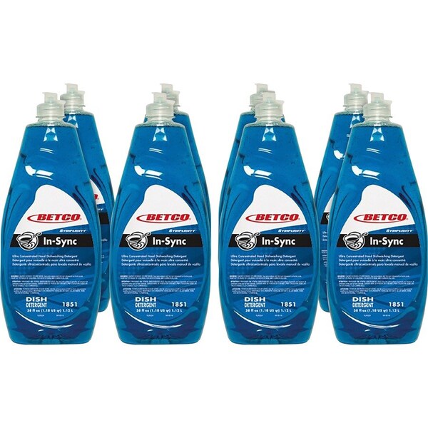 Betco Simplicity In-Sync Dishwashing Liquid - Concentrate Liquid - 38 fl oz - Fresh Ozonic Scent, PK 8 1851B900CT - main