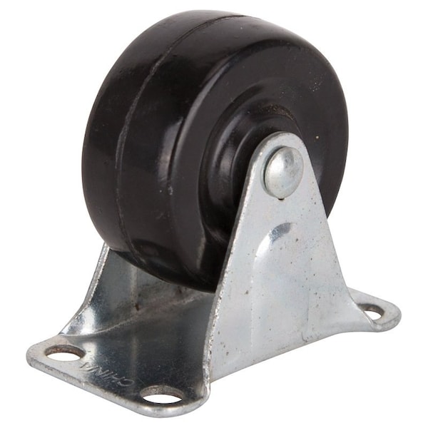 Prosource Rigid Caster, 2 in Dia Wheel, 7/8 in W Wheel, Rubber Wheel, Black, 125 lb, Steel Housing Material JC-H01 - main
