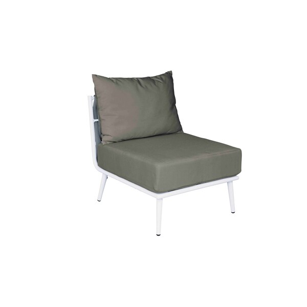 Bfm Seating Cayman Middle Sofa - Medium Gray flat rope, White powder coat aluminum, ganging bracket PHPMGRWH-54048 - main
