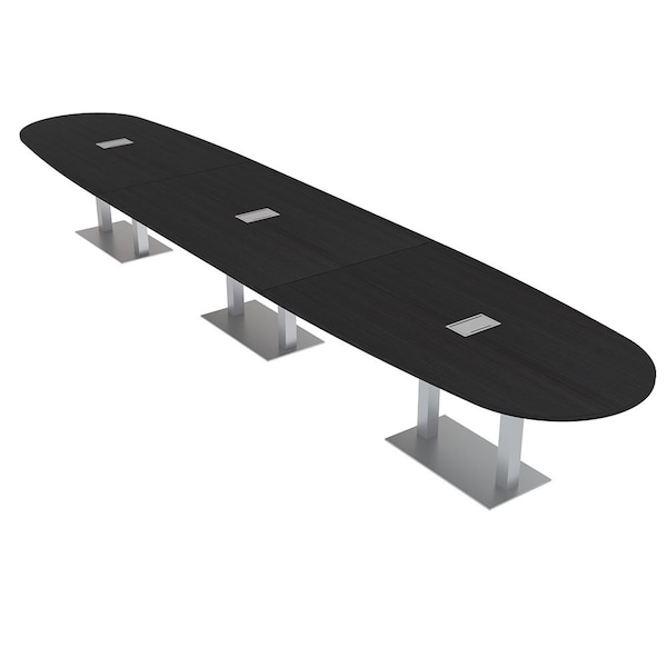 Skutchi Designs Boval Conference Table With Power Unit, 48 in W, 216 in L, Black HAR-BOVL-48X216-DOU-U999ST19-ESIL - main