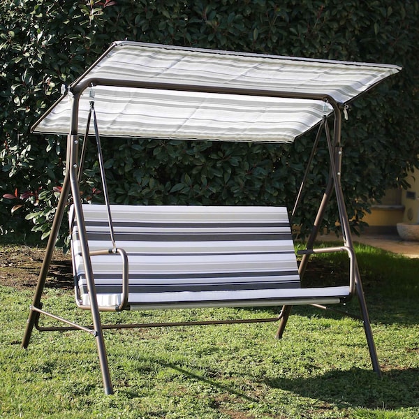 Sunjoy Outdoor Porch Swing, 2 Seat Patio Metal Porch Swing Seats with Adjustable Canopy, Removable Cushion A215012601 - main