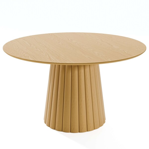 Homeroots 52" Brown Solid Wood Pedestal Base Round Top Dining Table 721012 - main