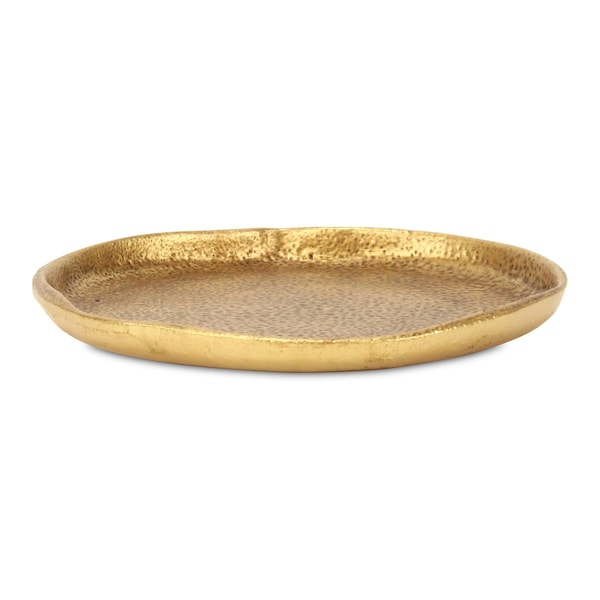 Homeroots 8in Gold Cast Iron Handmade Round Trinket Tray 634791 - main