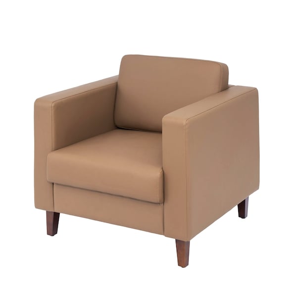 Flash Furniture HERCULES Artemis Cognac LeatherSoft Reception Chair w/2 AC Outlets/USB/USB-C Ports ZB-8921-1S-COGNAC-GG - main