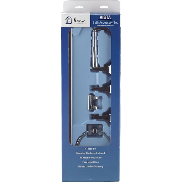 Home Impressions Vista 4-Piece Bath Hardware Set Chrome 409793 - main