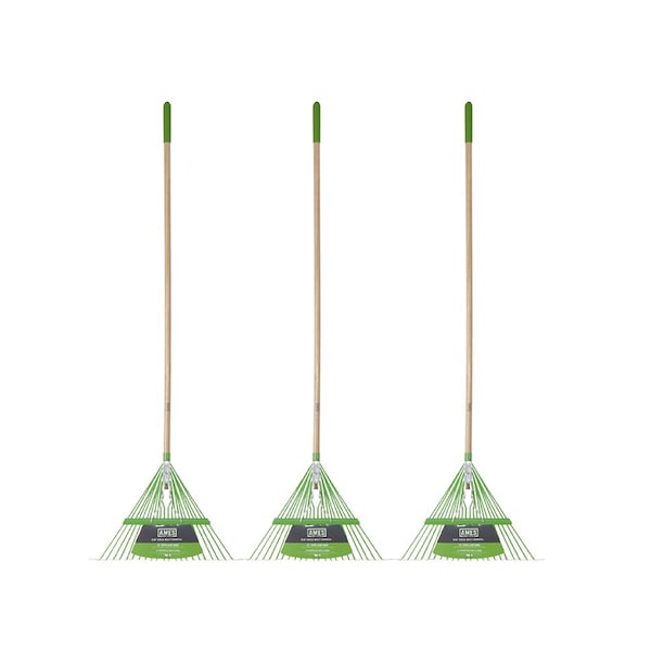 Ames 54 in. Wood Handle Steel Leaf Rake, 22-Tine, 3-Pack 10000-07603 - main