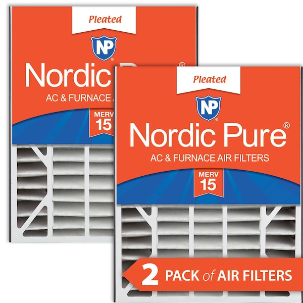 Nordic Pure 20x25x5 Pleated Air Filter, High Capacity, Electrostatically Charged Synthetic Media, MERV 15, 2 PK 20x25x5ABM15-2 - main