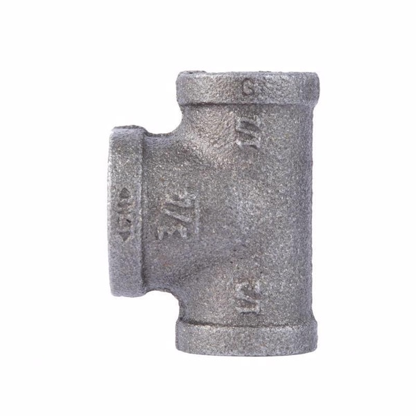 Stz Industries 1/2 in. FIP X 1/2 in. D FIP 3/4 in. D FIP Black Malleable Iron Reducing Tee 310RT-121234 - main