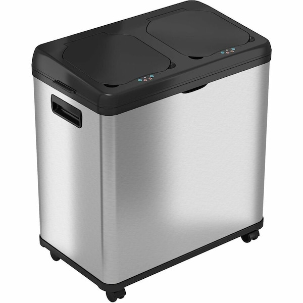 Hls Commercial 16 gal Rectangular Recycling Bin, Touchless Sensor, Satin Black/Satin Alum, Stainless Steel HLS16DCSS - main