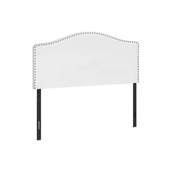 Homeroots White Upholstered Camelback Full Headboard With Nail Head Trim 490182 - main