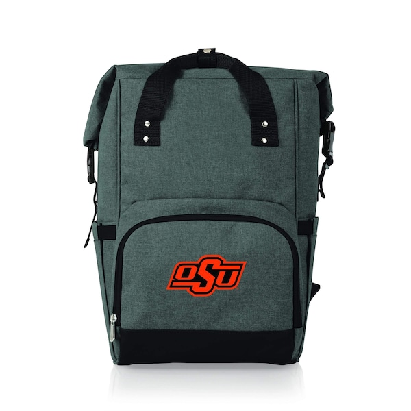 Picnic Time Family Of Brands NCAA Oklahoma State Cowboys On The Go Roll-Top Backpack CoolerHeathered Gray 616-00-105-466-0 - main