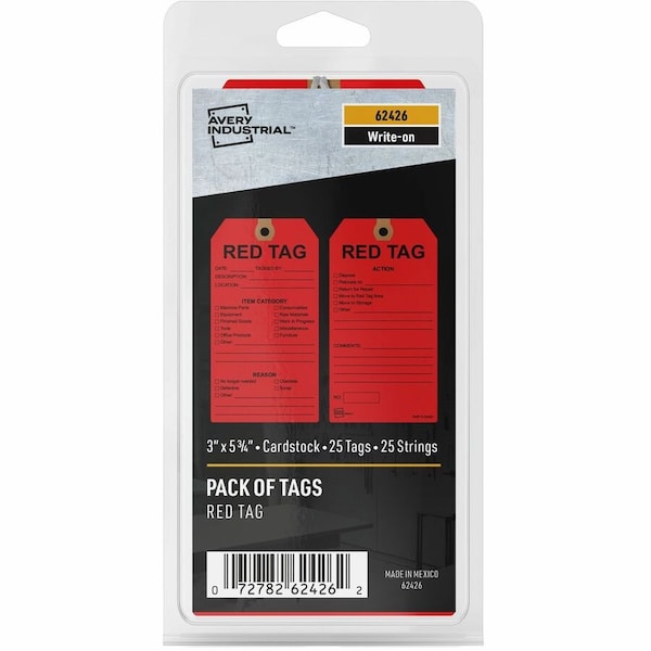 Avery Red Tags 5S, 25 pack, PK25 62426 - main