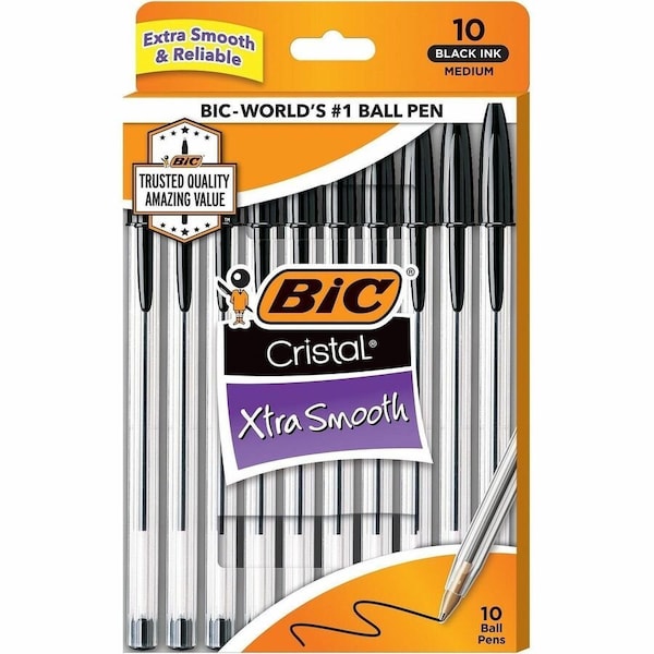 Bic Cristal Ballpoint Stick Pens, 10PK BICMSP10BK - main