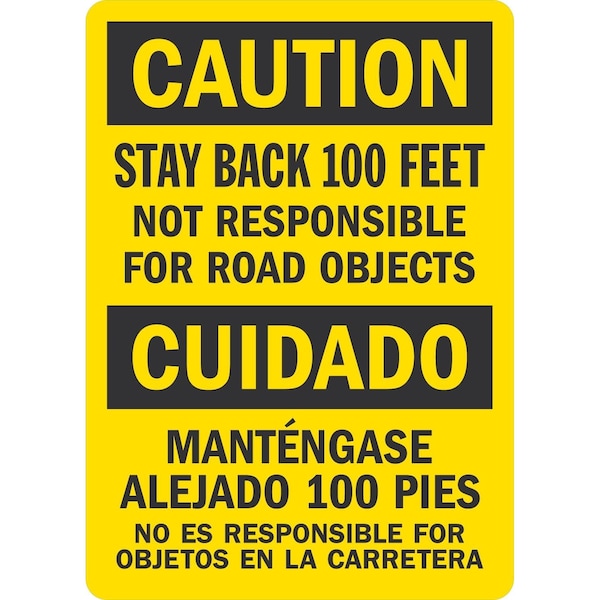 Lyle Caution Stay Back 100 Feet, Bilingual, 10x14, Non-Reflective, Yellow G-1460-PL_10x14 - main