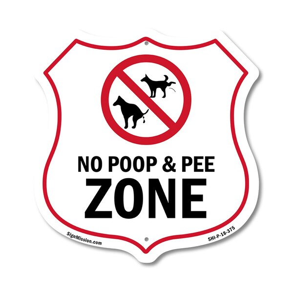 Signmission Dog Poop Shield Sign No Poop & Pee Zone, 18 Inch X 18 Inch, Plastic Sign SHI-P-18-375 - main