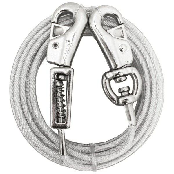 Boss Pet PDQ TieOut with Spring, 15 ft L BeltCable, For Extra Large Dogs Up to 125 lb Q5715SPG99 - main