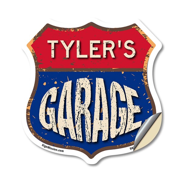Signmission Tyler's Garage, 12 Inch X 12 Inch, Vinyl Decal SHI-D-12-383-TYLER - main