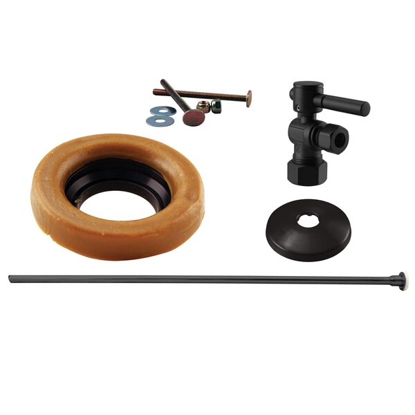 Westbrass Toilet Kit W/ 1/4-Turn nom comp Stop and Wax Ring, Lever Handle in Satin Nickel D1614TBL-62 - main