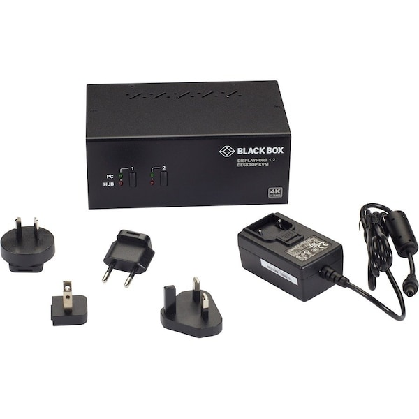 Black Box BLACK BOX KVM SWITCH - 2-PORT, DUAL-MONITOR, DISPLAYPORT 1.2, 4K 60HZ, USB 3.1 HUB, AUDIO KV6222DP - main