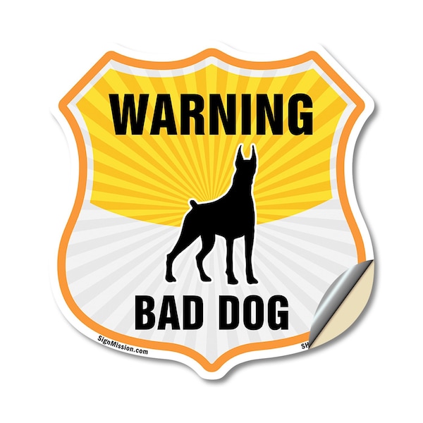 Signmission Beware Of Dog Shield Sign Warning Bad Do, 12 Inch X 12 Inch, Vinyl Decal SHI-D-12-361 - main