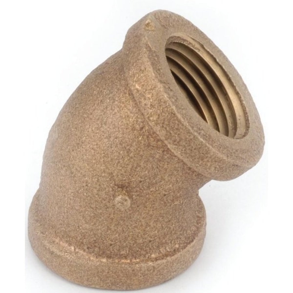 Anderson Metals Pipe Elbow, 1/8 in, FIP, 45 deg Angle, Brass, Rough, 200 psi Pressure 738107-02 - main