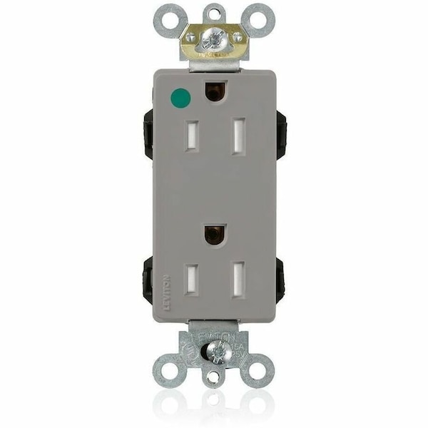 Leviton Straight Blade Receptacle, 5-15R, 15 A, 125V AC, Flush Mount, Self-Grounded M1626-ILG - main