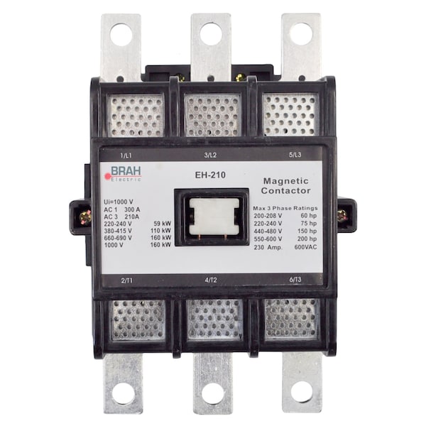 Brah Electric , Replacement 210A 600V 3P with 480VAC Coil for EH Series Contactor EH-210-30-22AS BEH-210-30-22AS - main