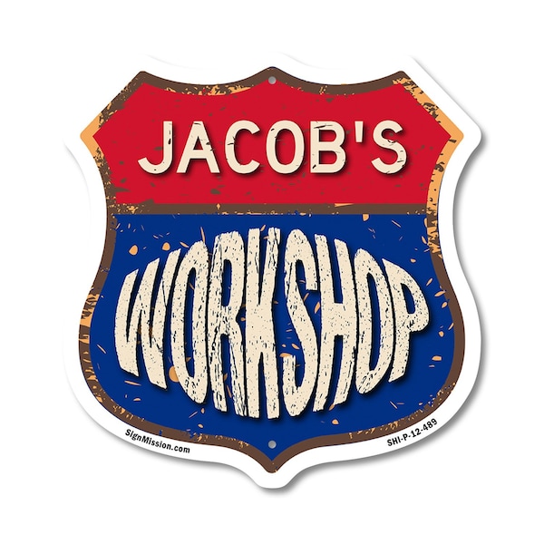 Signmission Jacob's Workshop, 12 Inch X 12 Inch, Plastic Sign SHI-P-12-489-JACOB - main