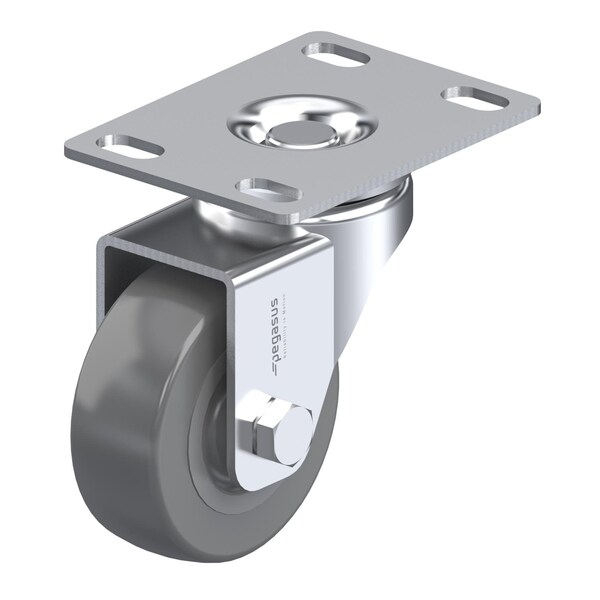 Pegasus Caster, Swivl Plate, Gray PVC On PP, 44 lb. P1S-VP020G-P - main