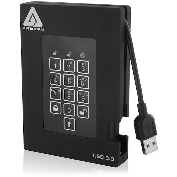 Apricorn Mass Storage Apricorn A25-3PL256-1000F 1000 GB fortress Fips Portable USB Hardware Encrypted HDD A25-3PL256-1000F - main