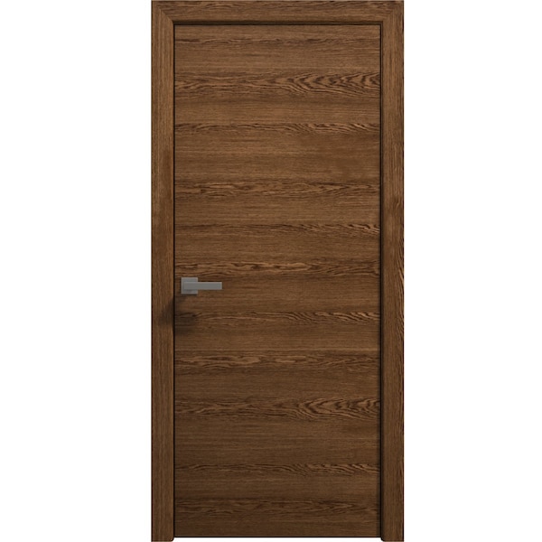 Sartodoors Interior Solid French Door 18 x 80 inches, Ego 5000 Cognac Oak Veneer, Single Regular Panel Frame EGO5000ID-DKO-18 - main